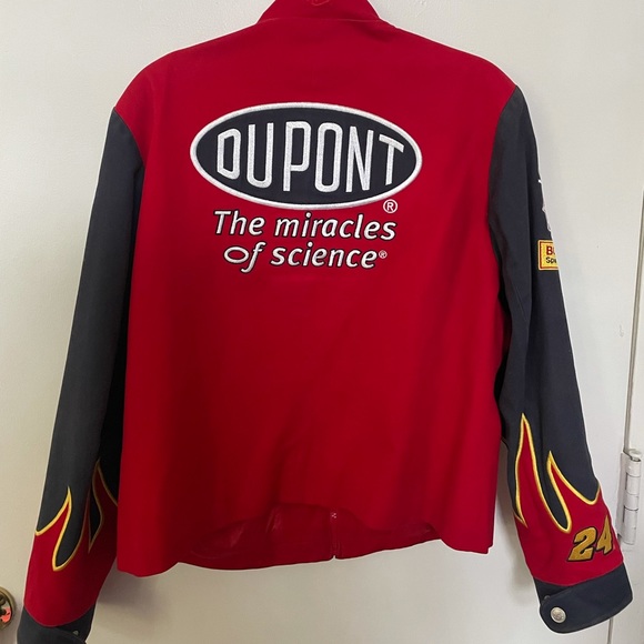 Red Dupont Nascar jacket with flame sleeve details. Size XL - Picture 2 of 6
